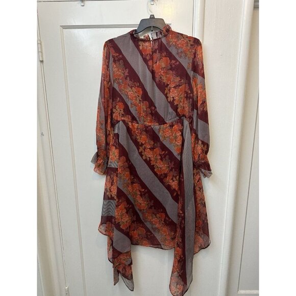 Soft Surroundings Woodland Manor Boho Dress Women XL Fall Burgundy Floral Flowy - Picture 6 of 6